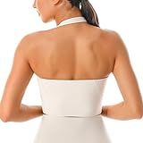 Lavento Regata Feminina Frente única - Blusa Cropped Acolchoada Para Ioga Com Sutiã Embutido, Branco Marfim, 11