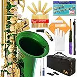 Lazarro Saxofone Alto Eb Alto Saxofone Profissional Green Body Gold Keys E Flat Com 11 Palhetas  Estojo  Livro De Música  Bocal E Muitos Extras  360 GR
