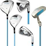 LAZRUS GOLF Conjunto De Tacos De Golfe Infantil Premium Para Meninos Ou Meninas - Tacos De Golfe Júnior - Motorista- Madeira Fairway- Ferro 7- PW- Putter - Azul Ou Rosa -azul- Idade 6-9- Conjunto De 5 Peças-