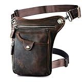 Le Aokuu Pochete Feminina Masculina De Couro Legítimo Para Andar No Quadril  Marrom Escuro 211 5 0  15 X 3 5 X 22 Cm  5 9 X 1 37 X 8 6 Inch   Bolsa De Cintura  Quadril E Perna