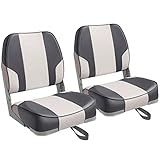 Leader Accessories Um Par De Novos Assentos De Barco Dobráveis Com Costas Baixas 2 Assentos C Branco Carvão 