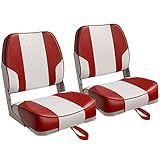 Leader Accessories Um Par De Novos Assentos De Barco Dobráveis Com Costas Baixas 2 Assentos C Branco Vermelho 