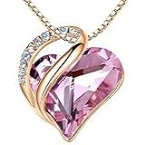 Leafael Colar Com Pingente De Coração De Amor Banhado A Ouro Rosa 18k Com Pedra De Cura Cristal Joias Presentes Para Mulheres, 45,72 Cm + 5,08 Cm, Metal, Não Conhecido