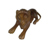Leão Deitado Estátua Decorativa Escultura Animal