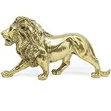 Leão Estatueta Decorativa Escultura Resina Enfeite Mesa Estante Prateleira Decoração Sala Quarto Escritório Bronze 