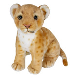 Leão Leoa De Pelúcia Filhote Sentado 25cm Realista Simba