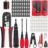 LEATBUY Kit De Ferramentas De Crimpagem CAT5 Para RJ45 CAT6 Conjunto Profissional De Crimpagem De Conector De Fio Cortador De Descascador Manutenção De Computador Conjunto De Reparo De Alicate De