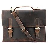 Leatherganic Bolsa De Couro Genuíno Para Laptop Maleta Bolsa De Laptop De 35 Cm Para Homens E Mulheres Marrom 14x10 Inches