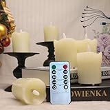 LEDHOLYT Vela Recarregável Sem Chama Pilar LED Piscante Vela De Cera Real Com Controle Remoto E Temporizador Velas Eletrônicas Decorativas 1 Conjunto De 6