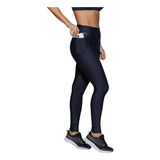 Legging Run More Rola Moça Com Bolso Azul Preto Academia