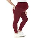 Leggings Depot Calça Jeans Feminina Para Gestantes Com Bolsos  Confortável  Elástica  Calça Jeans  Borgonha  P