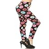 Leggings Depot Leggings Femininas De Camuflagem De Cintura Alta E Estampa Múltipla Reg Plus 1X3X 3X5X Donut Party 3X 5X