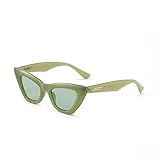 Legou Óculos De Sol Feminino Vintage Olho De Gato Proteção Uv 400 Triângulo Moda Espelhado óculos De Sol Fashion Hippie   Verde