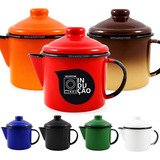 Leiteira Bule Para Chá Esmaltado 600ml Agata Ewel Indução Cor Vermelho