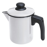 Leiteira Esmaltada Ágata 900ml C Tampa E Bico Metallouça Cor Branco