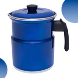 Leiteira Térmica Fervedor Com Apito 1 5 Litros Em Alumínio Cor Esmaltada Azul