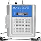Leitor De Cassete Walkman Leitor De Fita Cassete Vintage Compacto AM FM Com Alto Falante Grande E Conector De Fone De Ouvido Alimentado Por Bateria DC Ou AA