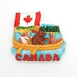Lembrança Canadá Ímãs De Geladeira Presente Resina Artesanato Fidge Ímãs Com Alce Castor Urso Bandeira Nacional Canadense Bordo Canoa De Corte 