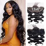 Lemoda 13x6 Frontal Ondulado HD Transparente Lace Frontal 12A Cabelo Humano Virgem Brasileiro Frontal Pré Arrancado Com Bebê Cabelo Preto Natural 40 Cm
