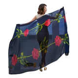 Lenço Echarpe Véu Grande Estampado Toque De Seda