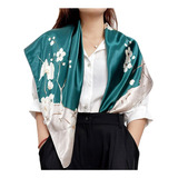 Lenço Feminina Pescoço Echarpe Cetim Scarf Estampas 90x90cm