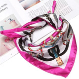 Lenço Feminino Estampado Acetinado Cabelo Bolsa Pescoç 50x50