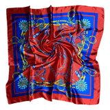 Lenço Toque De Seda Estampado Florido Elegante Fashion Sol03 Cor Vermelho Desenho Do Tecido Sol/corrente Tamanho 90x90