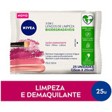 Lenço Umedecido Demaquilante Ação Hidratante Facial Nivea Pacote 25 Unidades