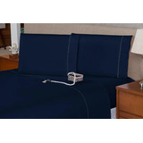 lencol avulso queen elastico percal marinho