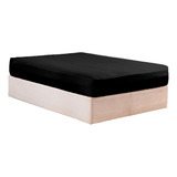 Lençol Cobrir Casal Padrão 300 Fios Micro Percal Poliéster Cor Preto Desenho Do Tecido Liso