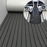 Lençol De Decalque De Teca Sintética De EVA Da Yuanjiasheng Para Barco Iate Antiderrapante E Autoadesivo Para Barco Almofada De Pavimento 94 5 × 35 4 Bordas Chanfradas Cinza Carvão Com Linhas Pretas 