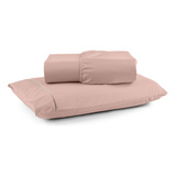 Lençol De Solteiro Com Elástico 400 Fios Com 1 Fronha Cor Rosa pálido Desenho Do Tecido Liso