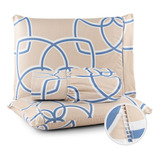 Lençol Micropercal Queen Cama Box 400 Fios 3 Peças Elasticado Ponto Palito Estampado Bege Geométrico