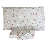 Lençol Para Mini Cama C Elástico E Fronha Bichinhos Cor Bege