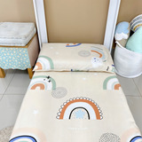 Lençol Para Mini Cama C Elástico E Fronha Infanto Rainbow
