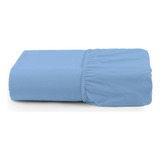 Lencol Queen Algodão Percal 200 C Elástico 40cm Altura Azul Cor Azul Desenho Do Tecido Liso