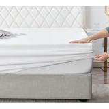 Lencol Queen Algodão Percal 200 C Elástico 40cm Altura Azul Cor Branco Desenho Do Tecido Liso