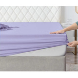 Lencol Queen Algodão Percal 200 C Elástico 40cm Altura Azul Cor Lilás Desenho Do Tecido Liso