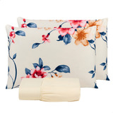 Lençol Queen Estampado Com Elástico Lençol Cama Box Macio 3 Peças Percal 200 Fios Ravatex Felicità