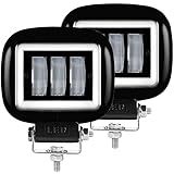 Lente 6D 5 Polegadas 30W Quadrado Cree Luz De Trabalho 4x4 Barra Offroad Para Carro DRL 4WD Caminhões ATV SUV 12V 24V Trailer Impermeável Empilhadeira SUV Motocicleta Farol De Neblina Luzes De Direção -pacote Com 2-