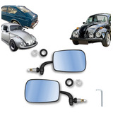 Lente Convexo Azul Preto Mexicano Par Retrovisor Fusca Metal