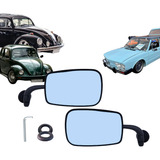 Lente Convexo Azul Preto Mexicano Par Retrovisor Fusca Metal