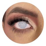 Lente De Contato Malha Branca 14mm Estojo Cosplay Halloween