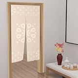 Leowefowa Cortina De Porta Estilo Japonês Noren Estilo Japonês Tratamento De Janela Painel De Tapeçaria Para Porta Suspensa Ukiyoe Divisor De Quarto Decoração De Casa 85 Cm Largura X 180 Cm De Comprimento Flores Impressas Bege