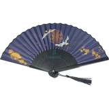 Leque De Bambu Estilo Japonês 21cm Chique Lindo Com Pompom