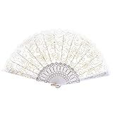 Leque De Flor De Renda Rosa Leque De Mão Dobrável Leque Dobrável Para Lembrancinhas De Festa Adereços De Dança Branco 