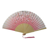 Leque De Madeira Japonês 21cm Estilo Oriental Cor Rosa