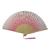 Leque De Madeira Japonês 21cm Estilo Oriental Cor Rosa