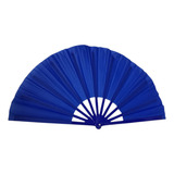 Leque De Mão Grande Taichi Kung Fu Dança Festa Liso 63x34 Cm Cor Azul