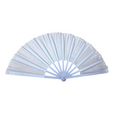 Leque De Mão Grande Taichi Kung Fu Dança Festa Liso 63x34 Cm Cor Branco
